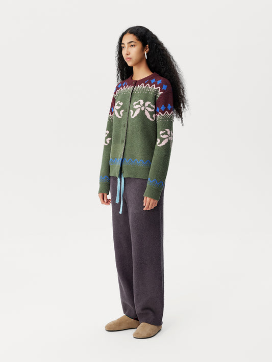 Tribal Motif Soft Sherpa Cardigan