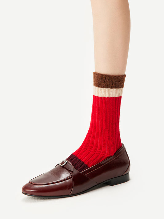 Contrast Color Terry Crew Sock