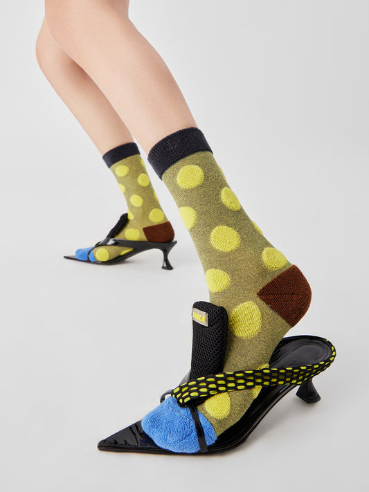 Coral Polka Crew Sock