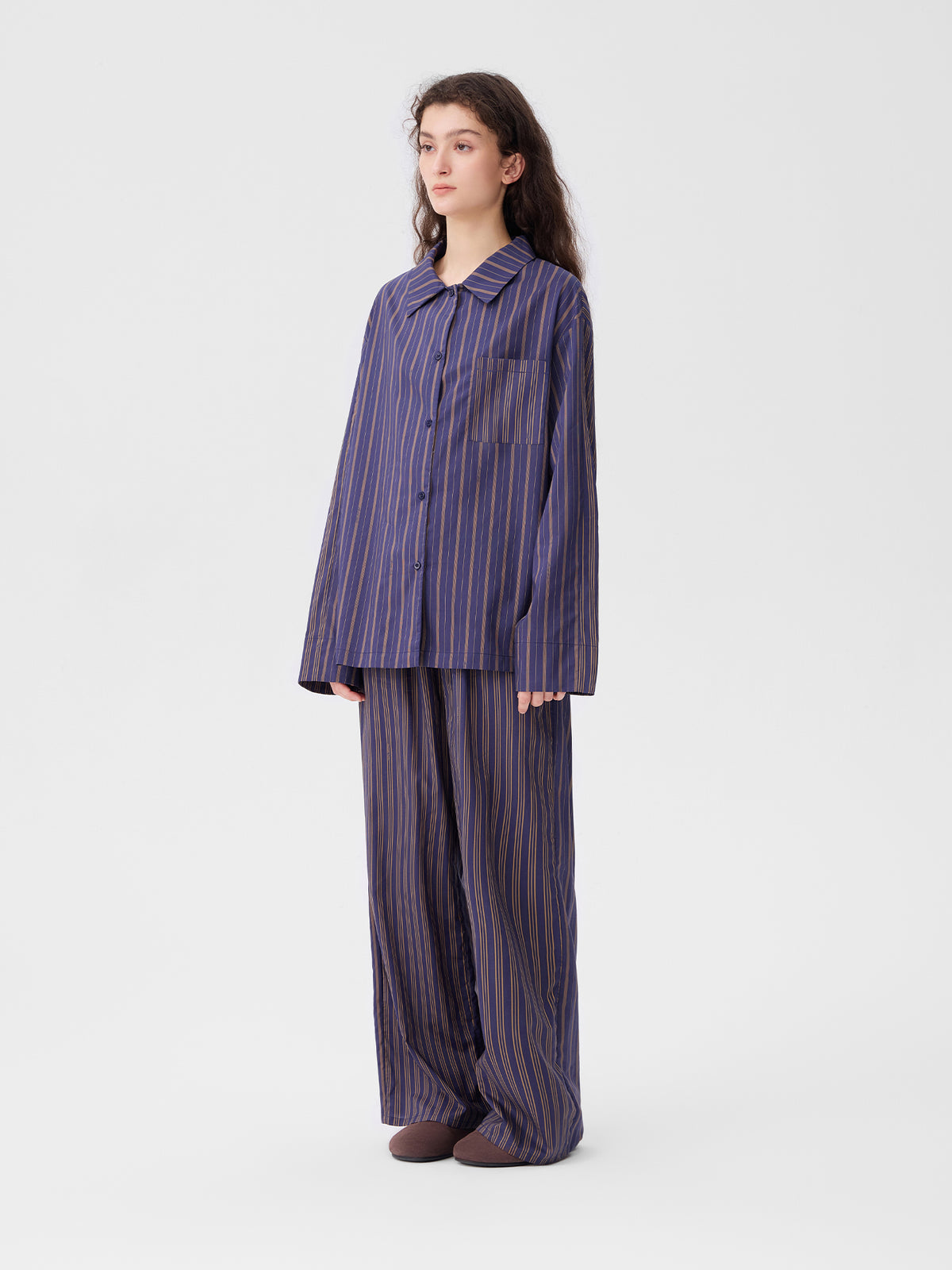 Patterned Striped Long-Sleeve Loungewear
