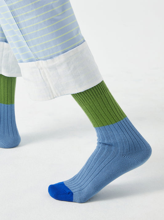 Color-Block Ribbed Crew Sock