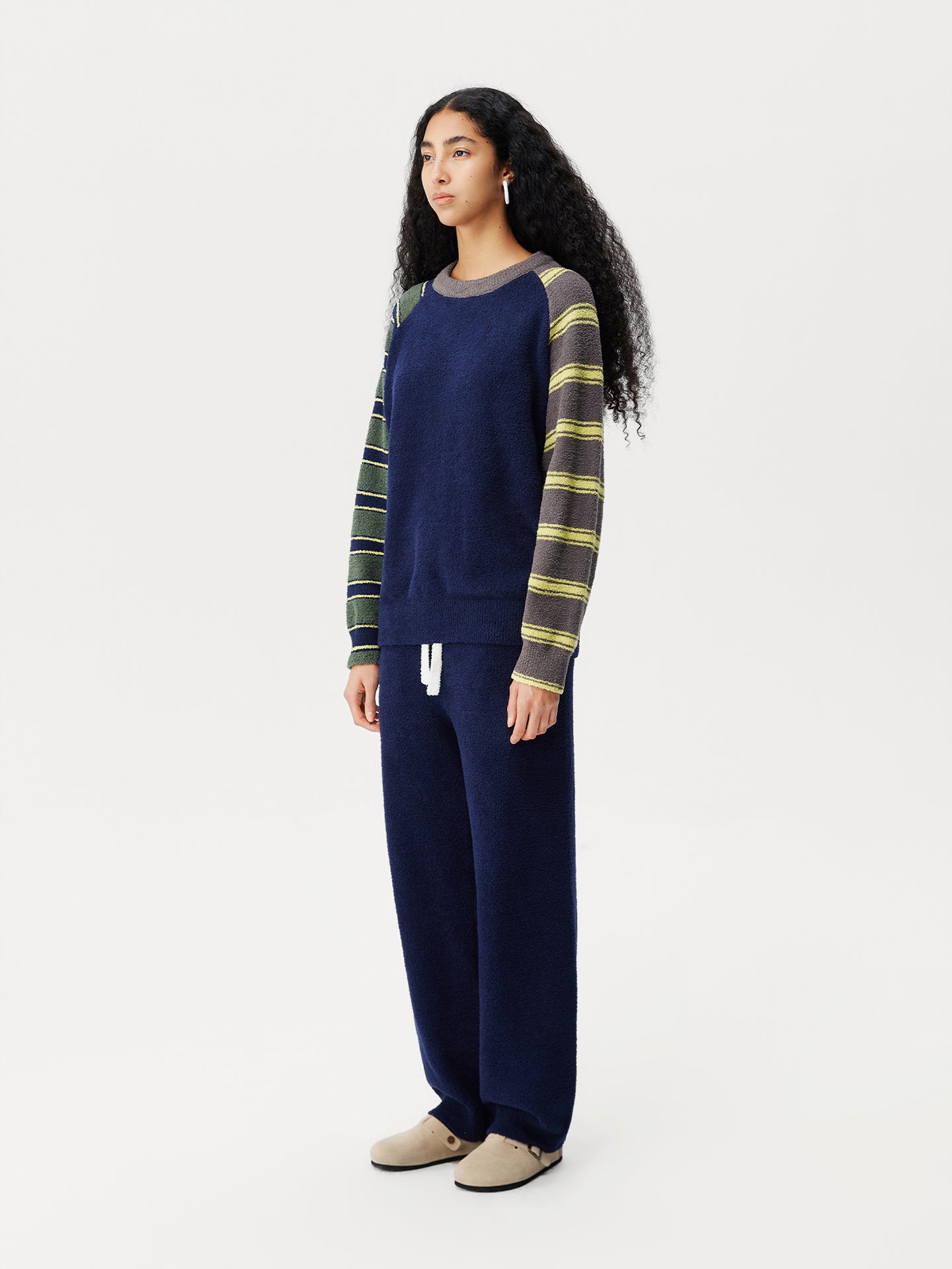 Contrast Stripe Soft Sherpa Set
