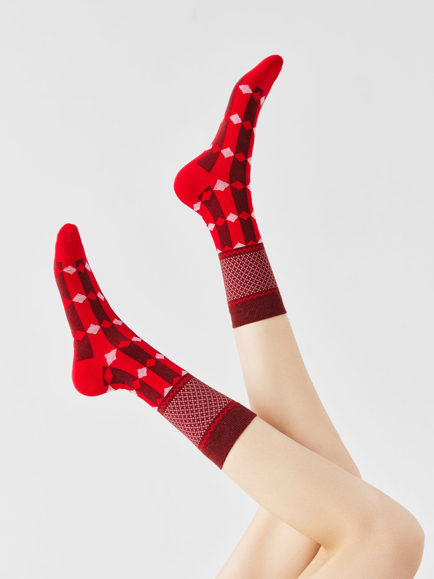 Scarlet Patterned Crew Sock