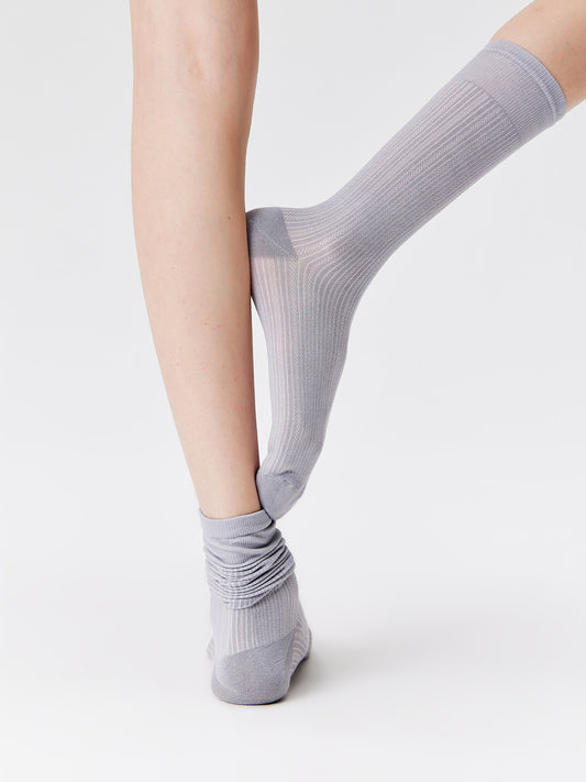 Chain Pattern Silk Blend Crew Socks