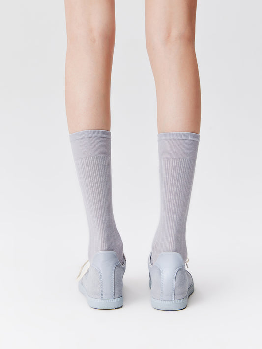 Chain Pattern Silk Blend Crew Socks