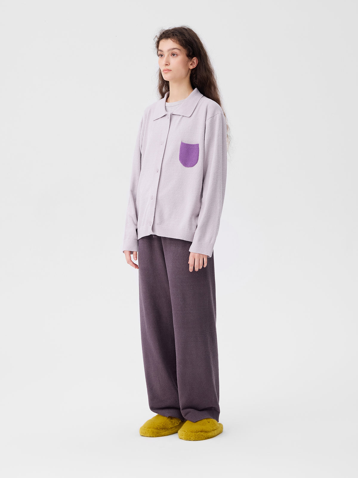 Contrasting-Color Pocketed Lightweight Fleece Loungewear
