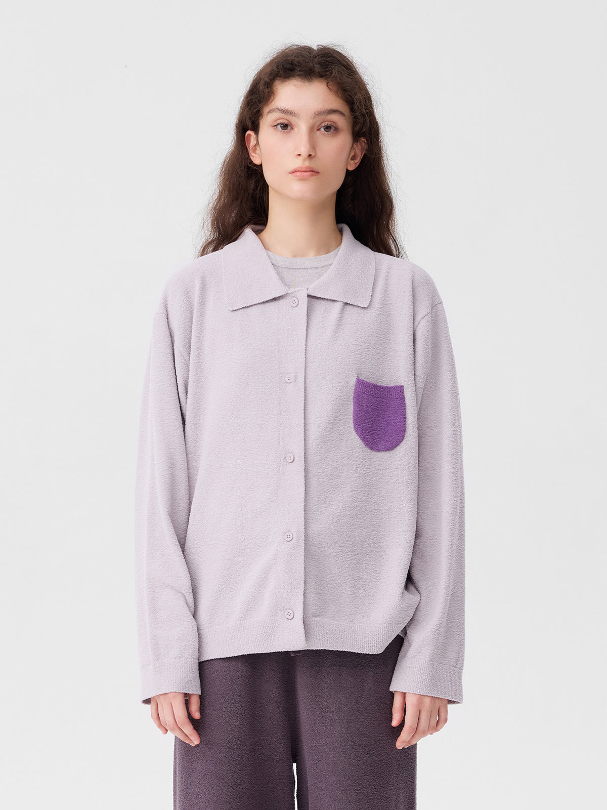 Contrasting-Color Pocketed Lightweight Fleece Loungewear