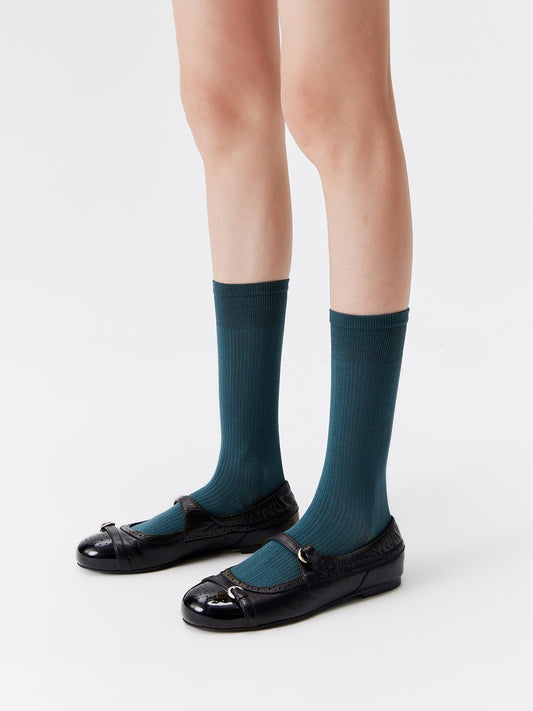 Chain Pattern Silk Blend Crew Socks