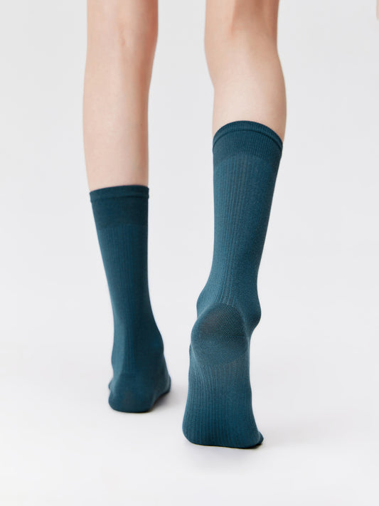 Chain Pattern Silk Blend Crew Socks