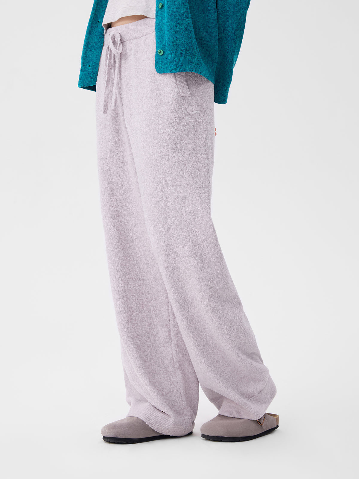 Contrasting-Color Pocketed Lightweight Fleece Loungewear