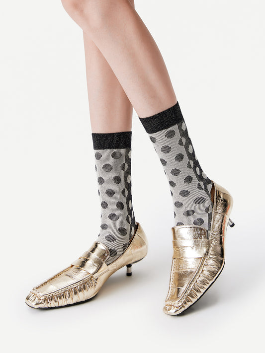Textured Dot & Stripe Mesh Crew Sock