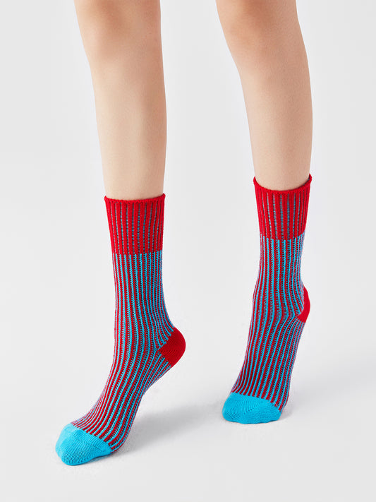 Color Clash Stripe Crew Sock