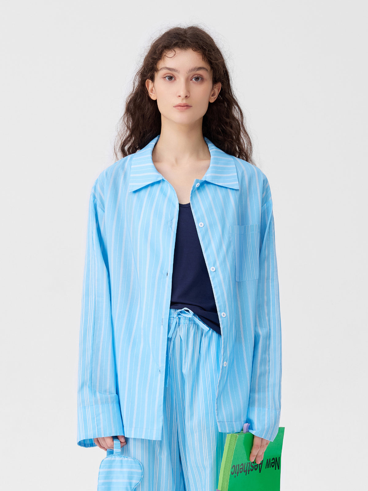 Patterned Striped Long-Sleeve Loungewear