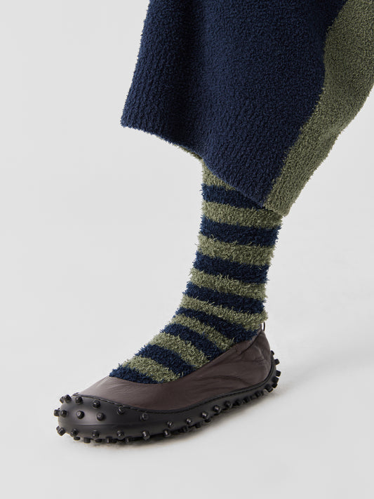 Contrast Stripe Soft Sherpa Sock