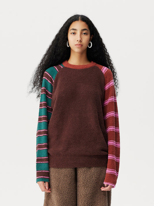 Contrast Stripe Soft Sherpa Set