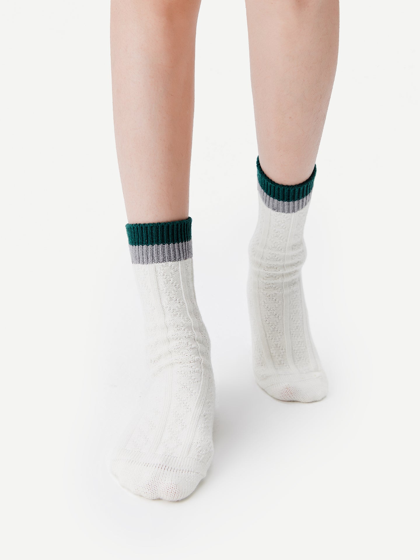 Contrast Cuff Combed Cotton Crew Socks