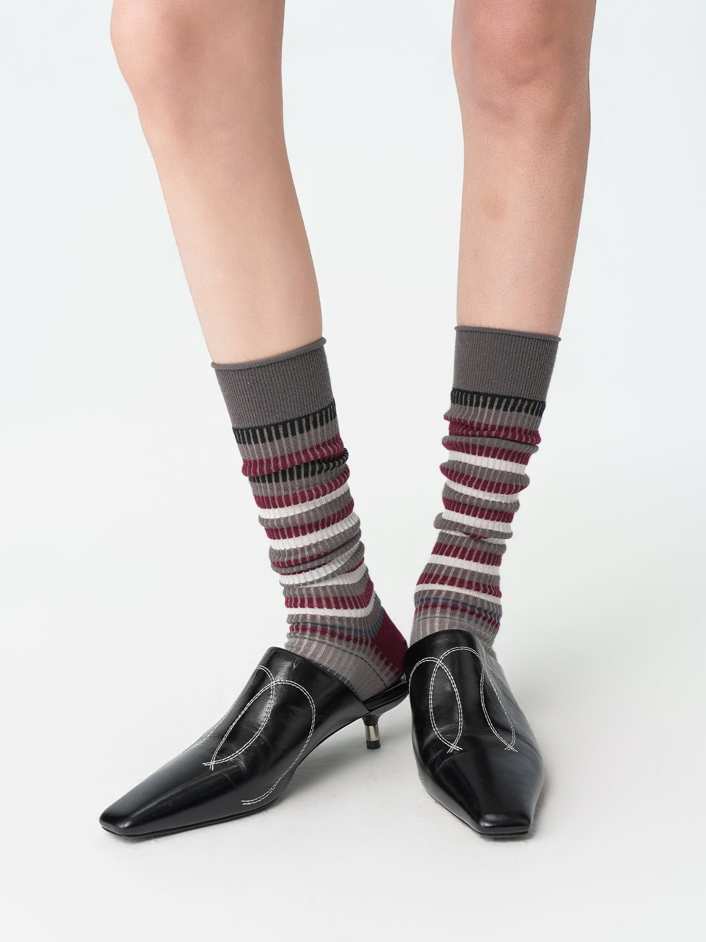 Textured Retro Calf Socks