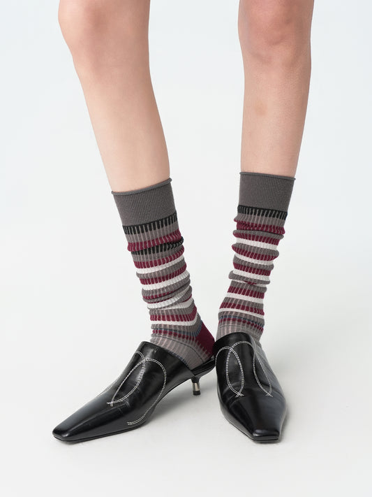 Textured Retro Calf Socks
