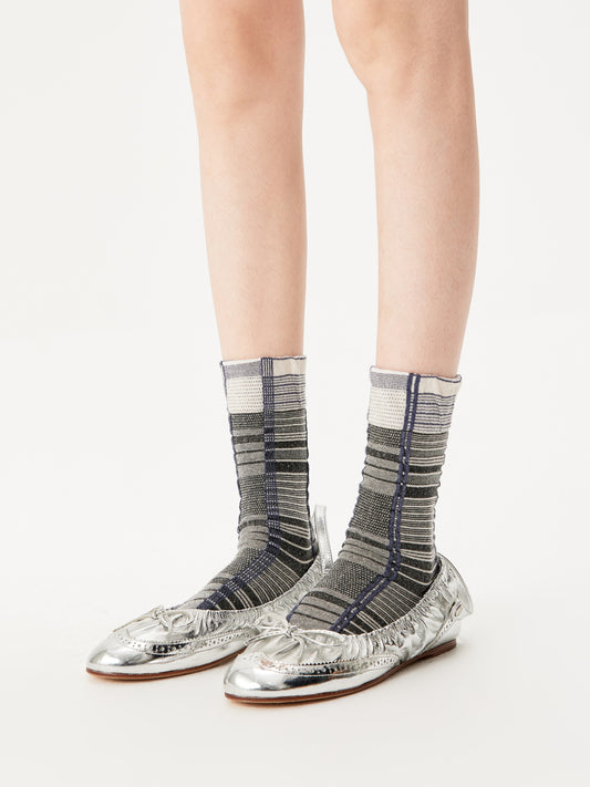 Colorblock Check Crew Socks