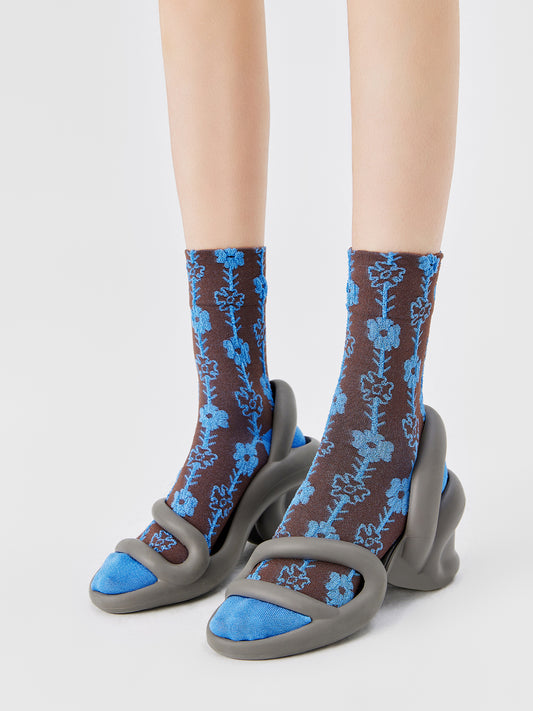 Flower Textured Crew Sock