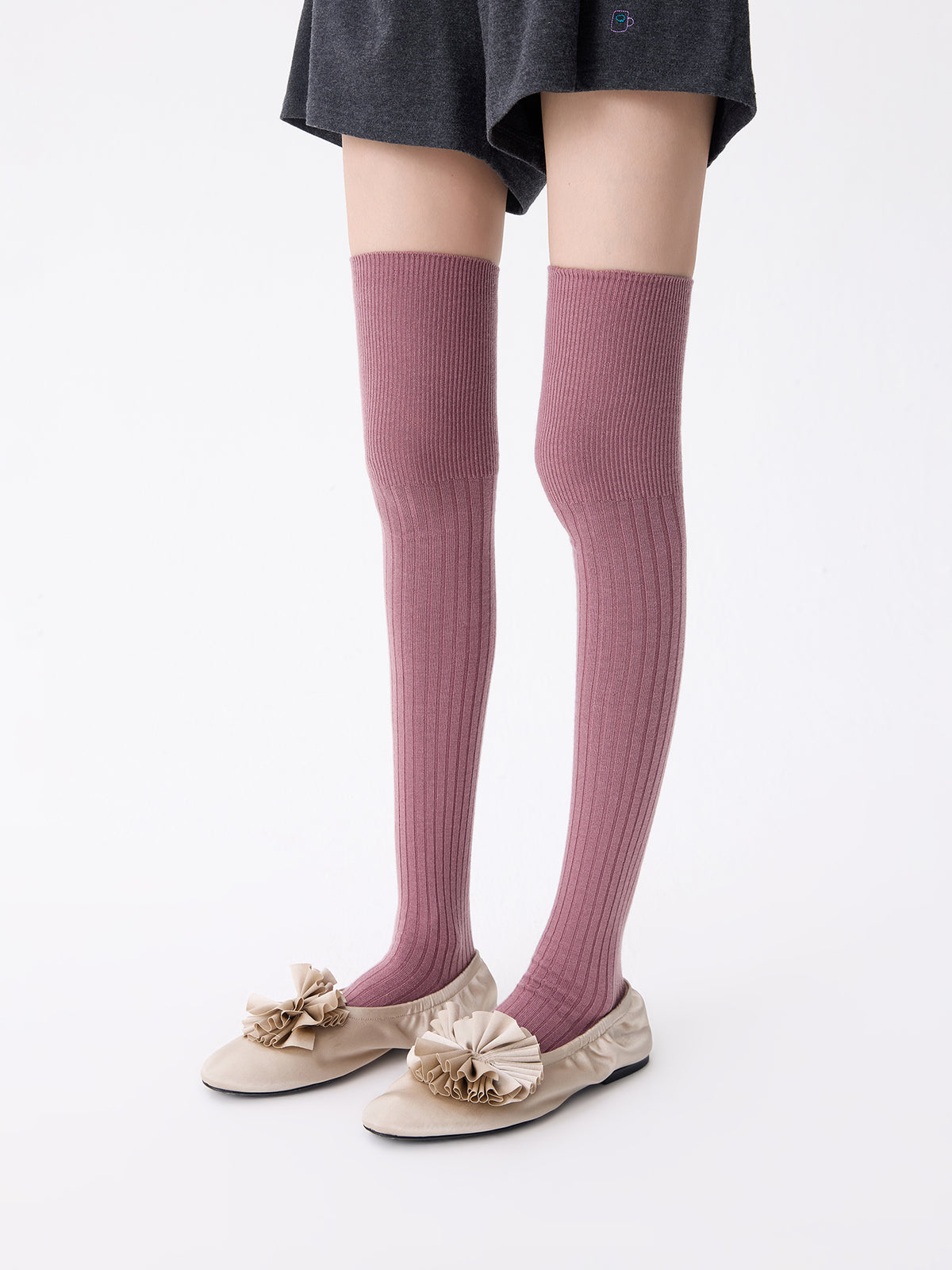 Purple Label Merino Wool Ribbed Over-the-Knee Socks