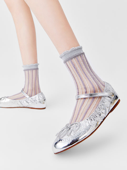 Picot Rib Crew Socks