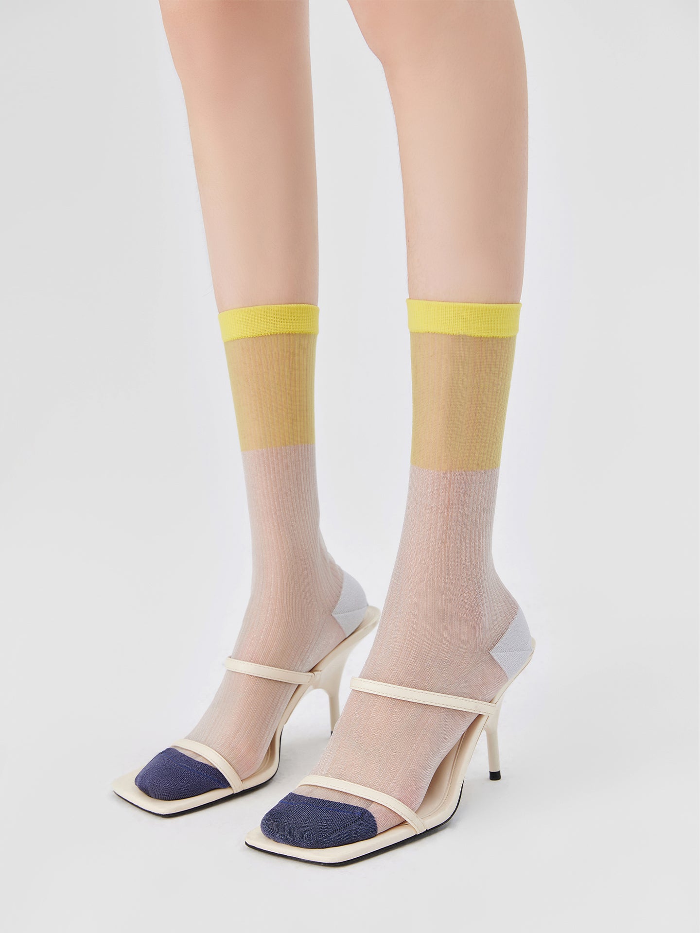 Color-Block Breathable Translucent Sock
