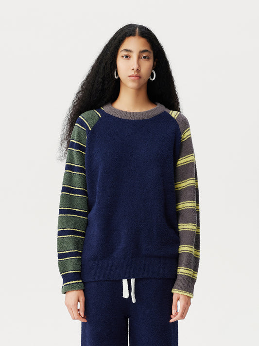 Contrast Stripe Soft Sherpa Set