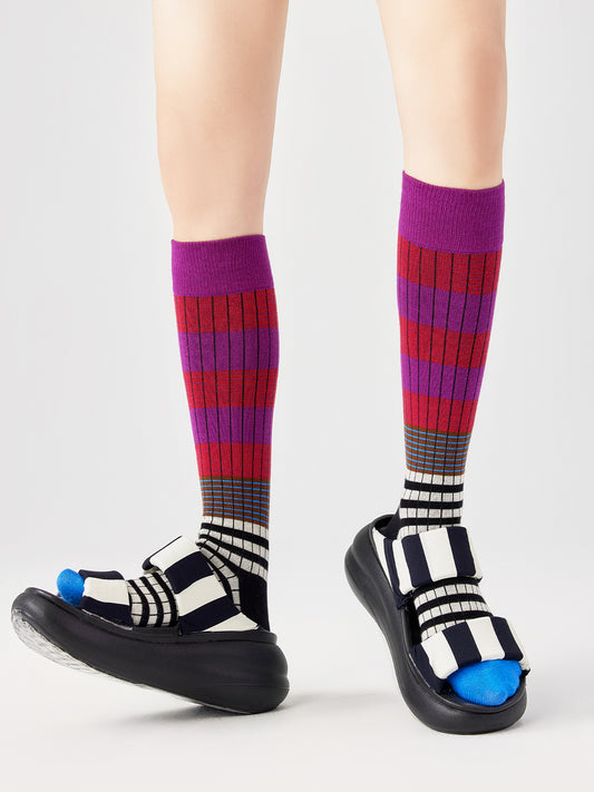 Color Clash Under Knee Sock