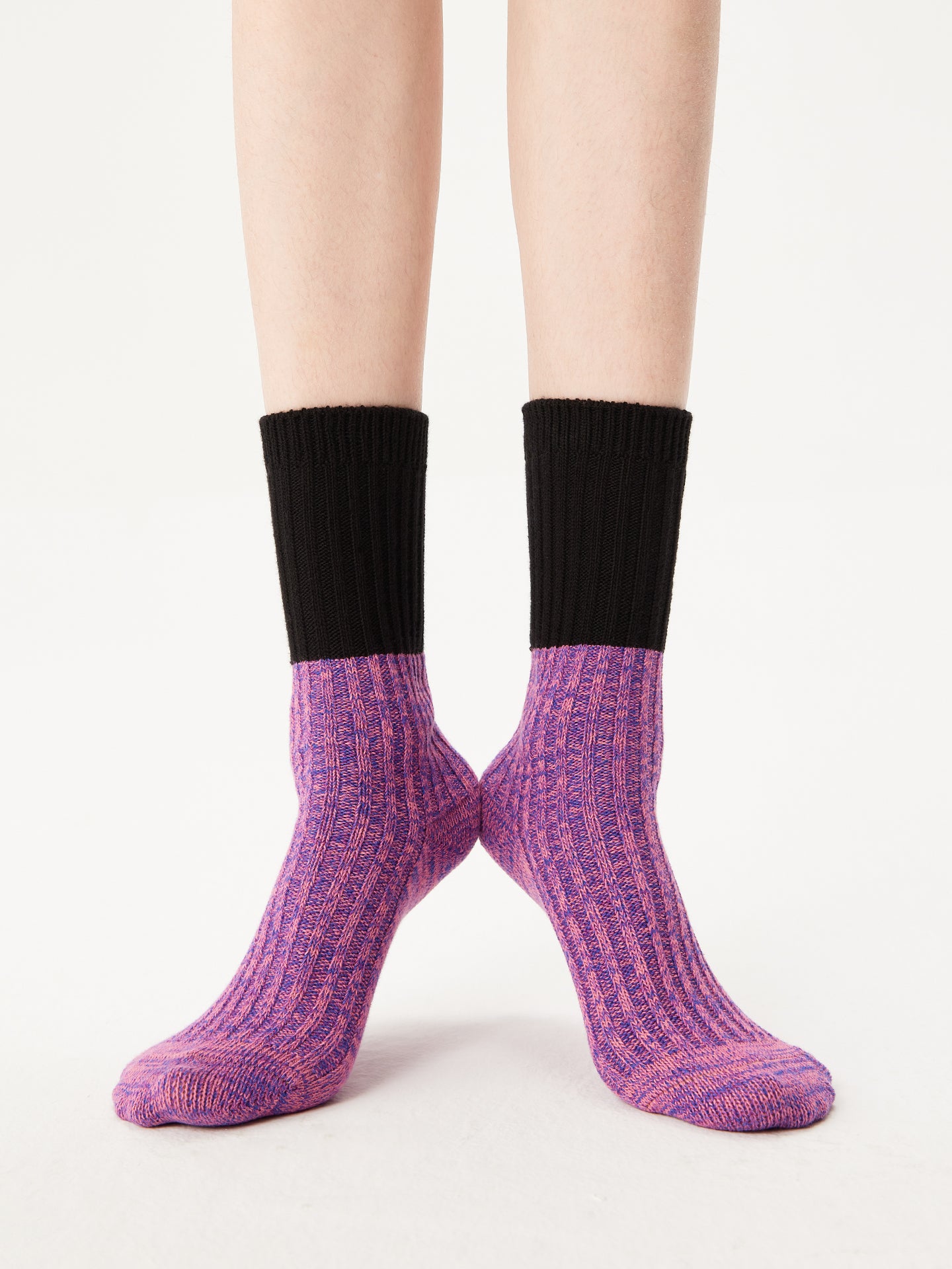 Blush Contrast Textured Cotton Sock