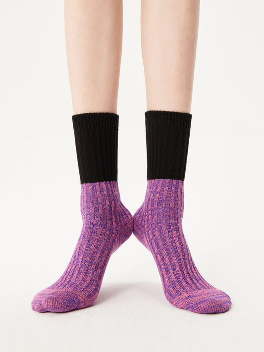 Blush Contrast Textured Cotton Sock