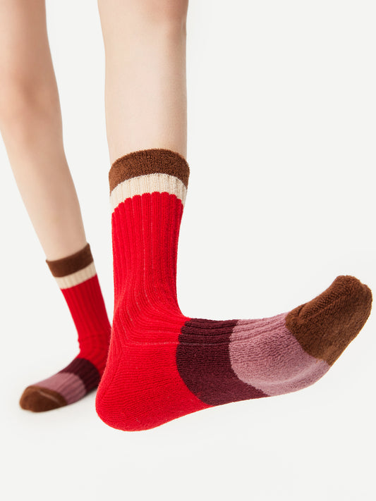 Contrast Color Terry Crew Sock