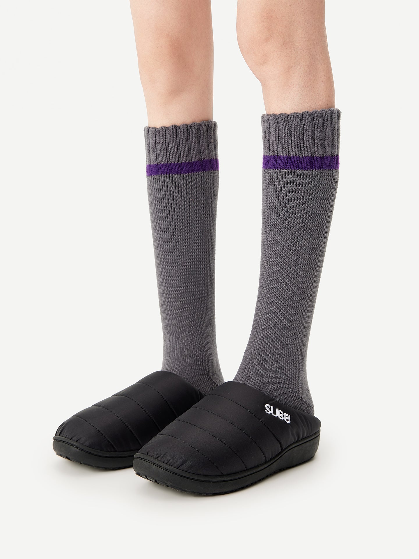 Wool Rib-Cuff Calf Sock