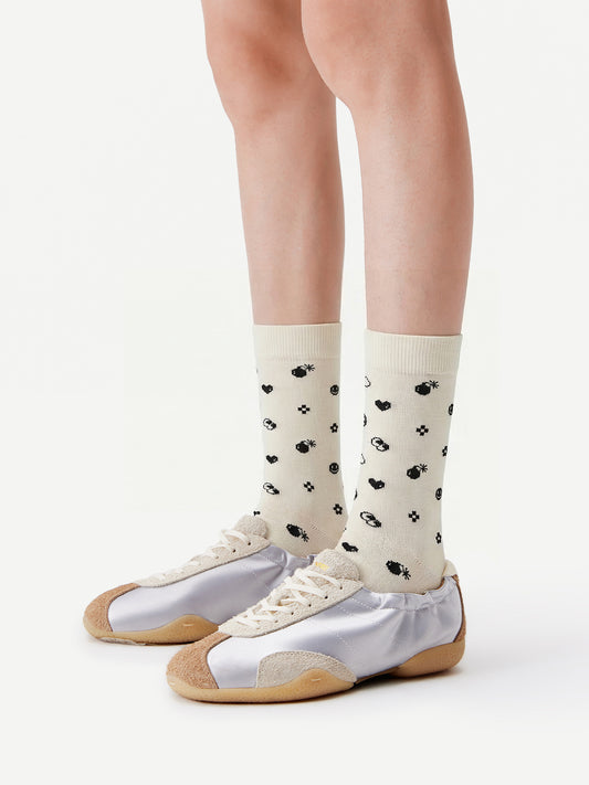 Smiley Dot Crew Socks