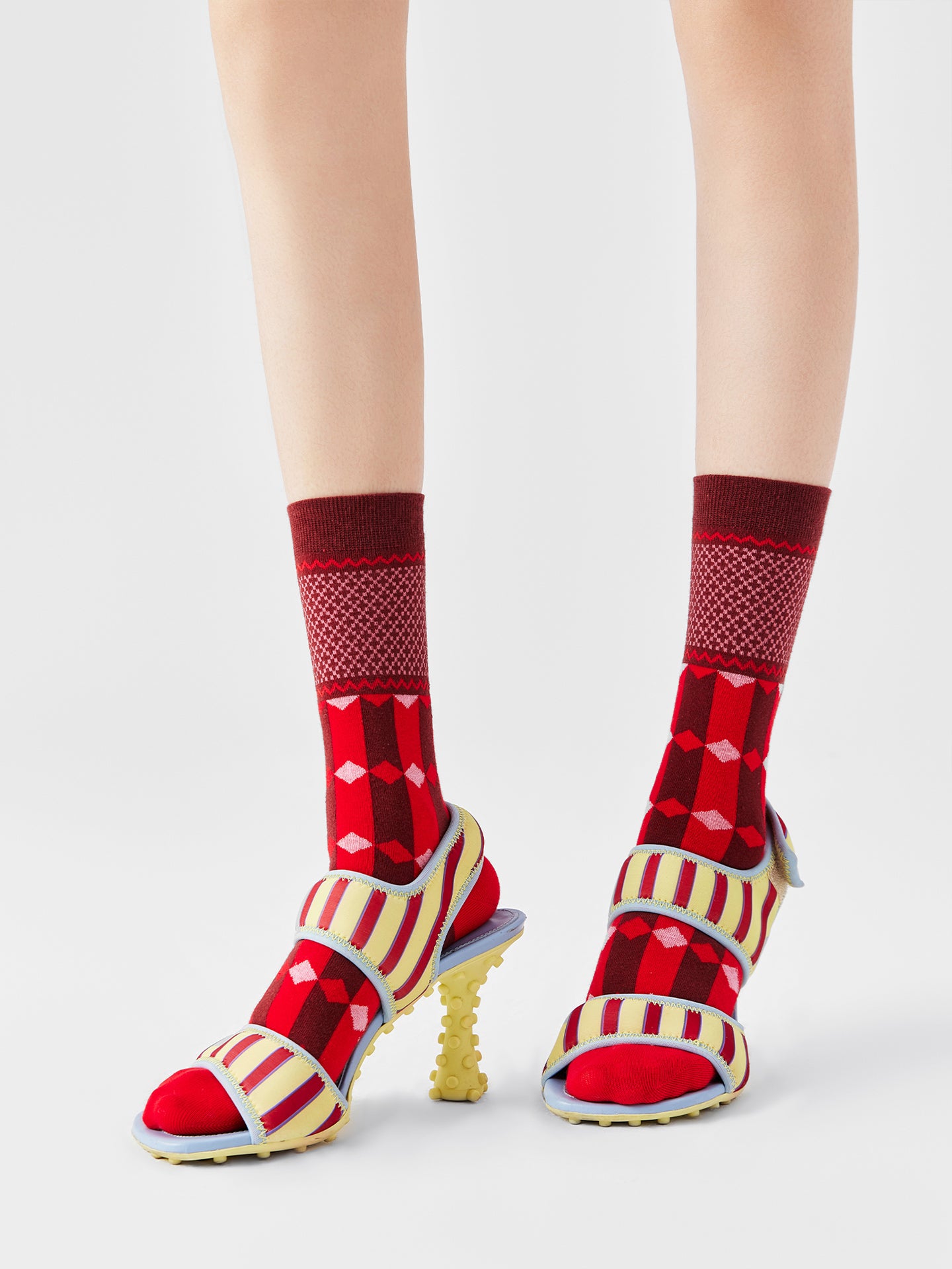 Scarlet Patterned Crew Sock