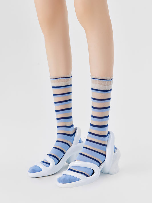 Gradient Trim Glass Silk Sock