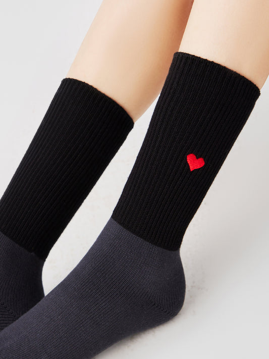 Hearts Embroidered Crew Sock