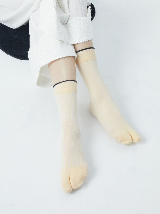 Contrast Color Tabi Crew Sock