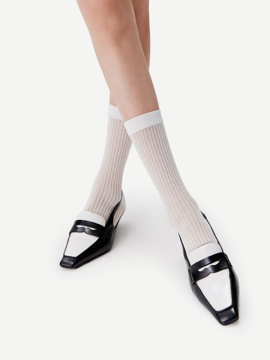 Textured Fine Stripe Crew Sock