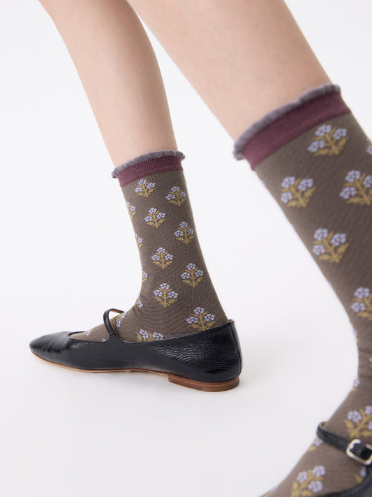 Twill Pattern Mid-Calf Socks