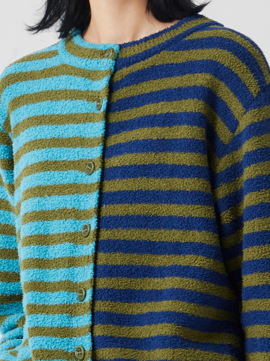 Stripped Cardigan Soft Sherpa Set