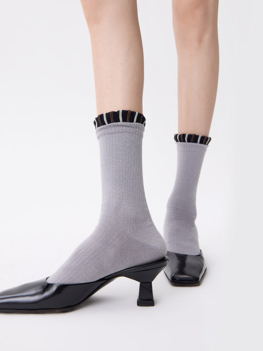 Lace-Top Mid-Calf Socks