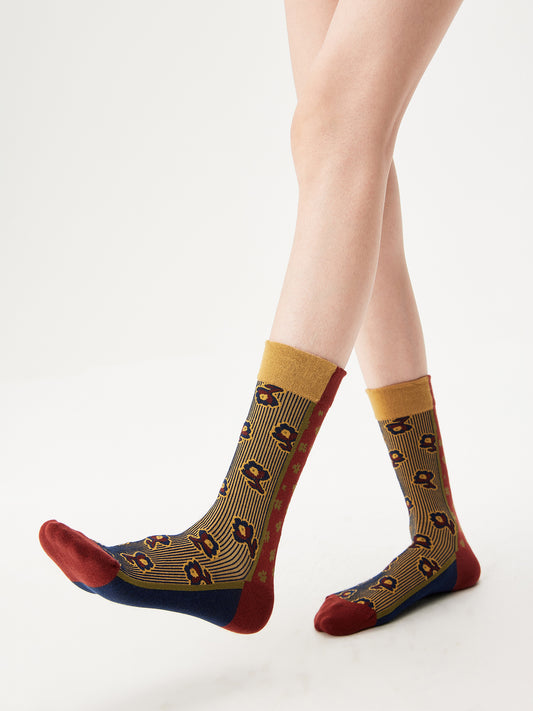 Color Block Floral Crew Sock