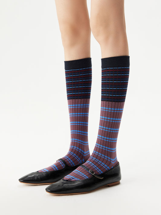 Contrast Stripe Calf Socks Box