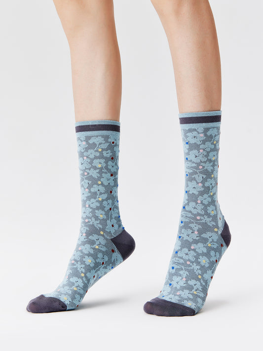 Contrast Dot Mesh Crew Socks