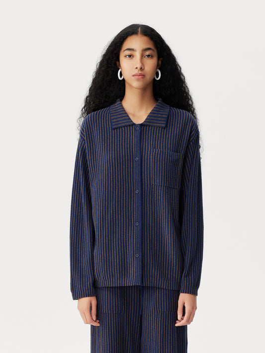 Contrast-Striped Half-Velvet Loungewear