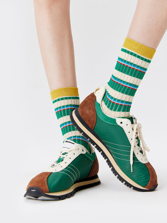 Pointelle Stripe Crew Socks