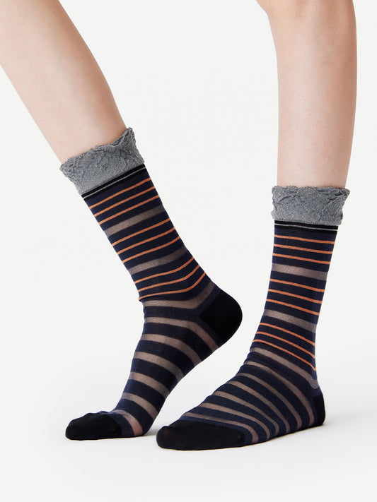 Lurex Glossy Mixed-Color Ruffle Crew Sock