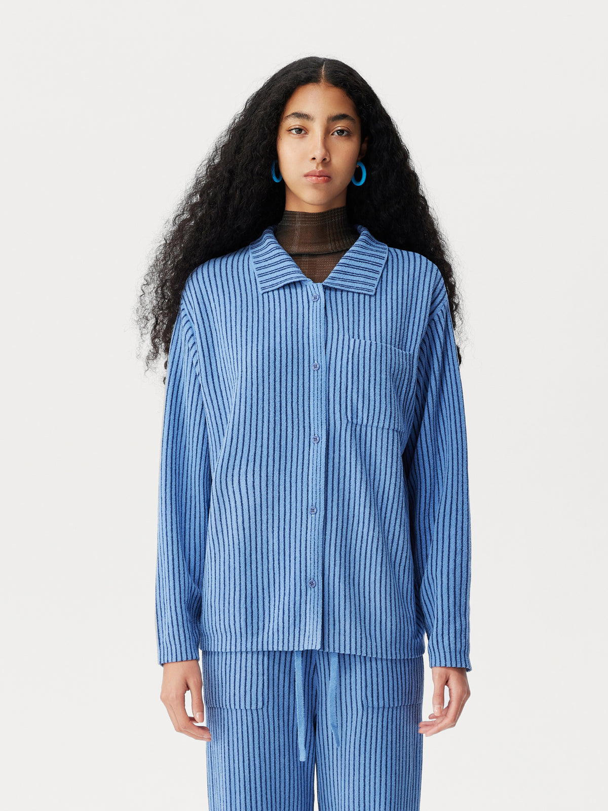 Contrast-Striped Half-Velvet Loungewear