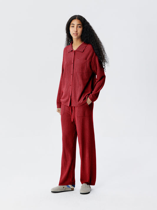 Contrast-Striped Half-Velvet Loungewear